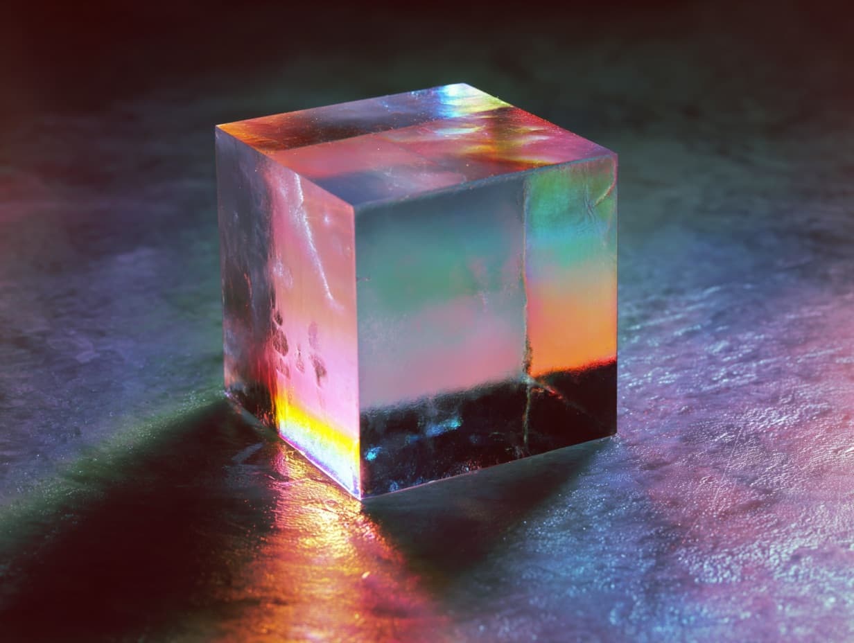 Vibrant translucent cube artwork
